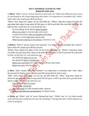 Tài liệu ôn thi THPT Quốc gia môn Tiếng Anh - Bài 8 Adverbial clauses of time